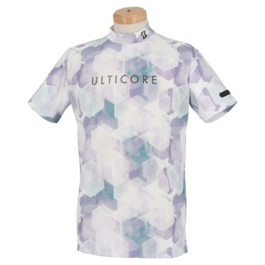 ブリヂストンゴルフ　ULTICORE メンズ ヘキサゴングラフィック 総柄 半袖 モックネックシャツ 3BW02A　2022年モデル バイオレット（VT）