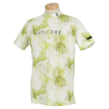 ブリヂストンゴルフ　ULTICORE メンズ ヘキサゴングラフィック 総柄 半袖 モックネックシャツ 3BW02A　2022年モデル イエロー（YE）