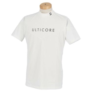 ブリヂストンゴルフ　ULTICORE メンズ メッシュ生地 半袖 モックネックシャツ WBM04A　2022年モデル ホワイト（WH）