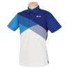 スリクソン SRIXON　メンズ 鹿の子 バイアスパネルプリント 半袖 ポロシャツ RGMTJA16　2022年モデル ブルー（BL00）