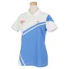 ルコック Le coq sportif　レディース ロゴ刺繍 カラー切替 半袖 ポロシャツ QGWTJA01　2022年モデル ブルー（BL00）
