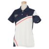 ルコック Le coq sportif　レディース ロゴ刺繍 カラー切替 半袖 ポロシャツ QGWTJA01　2022年モデル ネイビー（NV00）
