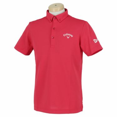 キャロウェイ Callaway　メンズ 鹿の子 ロゴ刺繍 半袖 ボタンダウン ポロシャツ C22134100　2022年モデル ピンク（1090）