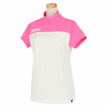 ニューバランスゴルフ　レディース SPORT ロゴプリント バイカラー 半袖 モックネックシャツ 012-2166502　2022年モデル ピンク（091）