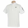 ブリヂストンゴルフ　メンズ ロゴプリント ハニカムエンボス 半袖 ボタンダウン ポロシャツ 3GW01A　2022年モデル ホワイト（WH）