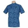 ブリヂストンゴルフ　メンズ ロゴプリント 幾何学柄 ジャガード 半袖 モックネックシャツ WGM05A　2022年モデル ブルー（BL）