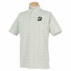 ブリヂストンゴルフ　メンズ ロゴプリント 総柄 トーンジャガード 半袖 ポロシャツ WGM10A　2022年モデル ホワイト（WH）