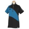 マンシングウェア Munsingwear　レディース ロゴプリント バイカラー ストレッチ 半袖 ハーフジップシャツ MEWTJA03　2022年モデル ブラック×ブルー（BKBL）