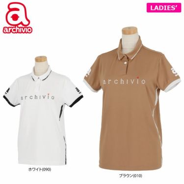アルチビオ archivio　レディース ラインストーンロゴ メッシュライン 半袖 ポロシャツ A159417　2022年モデル 詳細1
