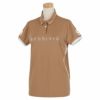 アルチビオ archivio　レディース ラインストーンロゴ メッシュライン 半袖 ポロシャツ A159417　2022年モデル ブラウン（010）