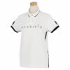 アルチビオ archivio　レディース ラインストーンロゴ メッシュライン 半袖 ポロシャツ A159417　2022年モデル ホワイト（090）