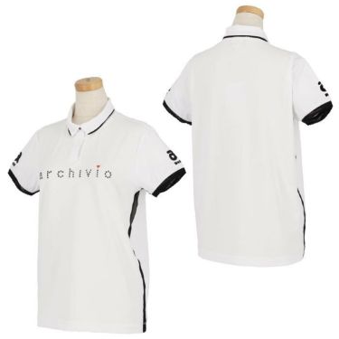 アルチビオ archivio　レディース ラインストーンロゴ メッシュライン 半袖 ポロシャツ A159417　2022年モデル 詳細3