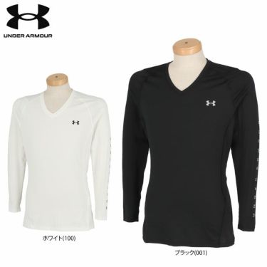 アンダーアーマー UNDER ARMOUR　メンズ ヒートギア ロゴプリント 長袖 Vネック インナーシャツ 1371673　2022年モデル 詳細1