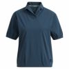 アディダス adidas　レディース ドット柄 ストレッチ 半袖 スキッパーカラー シャツ CE255　2022年モデル クルーネイビー（H64656）