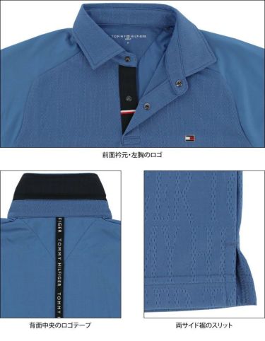 トミー ヒルフィガー ゴルフ　メンズ ロゴジャカード 生地切替 半袖 ポロシャツ THMA208　2022年モデル 詳細4