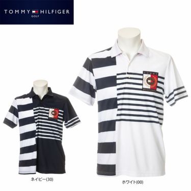 トミー ヒルフィガー ゴルフ　メンズ ロゴワッペン ランダムボーダープリント 半袖 ポロシャツ THMA218　2022年モデル 詳細1