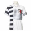 トミー ヒルフィガー ゴルフ　メンズ ロゴワッペン ランダムボーダープリント 半袖 ポロシャツ THMA218　2022年モデル ホワイト（00）