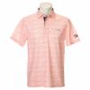 トミー ヒルフィガー ゴルフ　メンズ ロゴデザイン 総柄プリント ストライプ 半袖 台衿 ポロシャツ THMA235　2022年モデル ピンク（48）