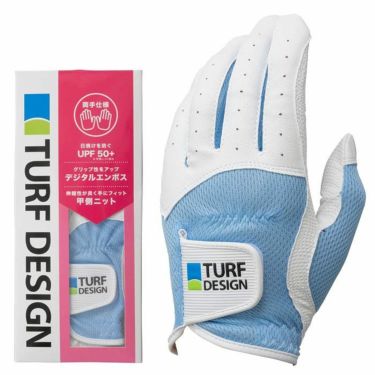 TURF DESIGN ターフデザイン レディース 両手用 ゴルフグローブ TDGL-2170L ホワイト/ブルー　2022年モデル 詳細1