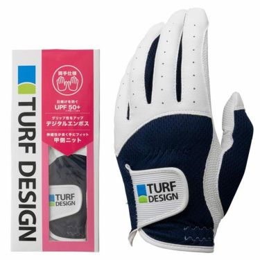 TURF DESIGN ターフデザイン レディース 両手用 ゴルフグローブ TDGL-2170L ホワイト/ネイビー　2022年モデル 詳細1