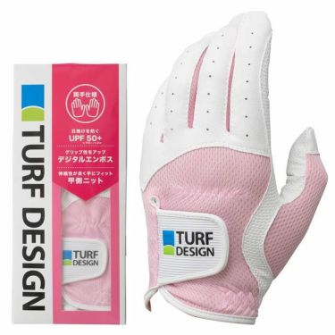 TURF DESIGN ターフデザイン レディース 両手用 ゴルフグローブ TDGL-2170L ホワイト/ピンク　2022年モデル 詳細1