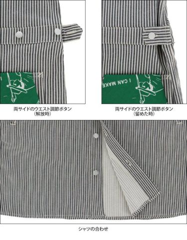 Lee GOLF リー・ゴルフ　レディース SHIRTS ONEPIECE ストライプ柄 長袖 スタンドカラー ワークシャツ ワンピース LG9996　2022年モデル 詳細5