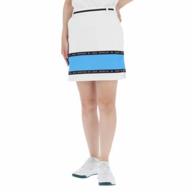 アルチビオ archivio　レディース ロゴ刺繍 配色切替 レーステープ ストレッチ スカート A156512　2022年モデル ブルー（165）