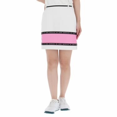 アルチビオ archivio　レディース ロゴ刺繍 配色切替 レーステープ ストレッチ スカート A156512　2022年モデル ピンク（129）