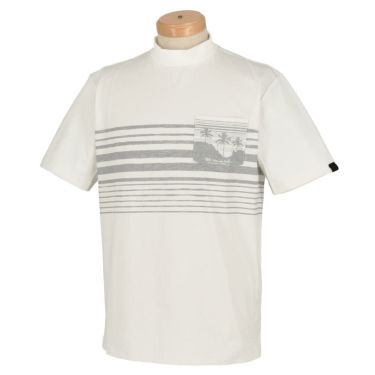 トラヴィスマシュー Travis Mathew　メンズ ポケット付き マルチボーダー柄 半袖 モックネックシャツ 7AF030　2022年モデル ホワイト（1WHT）