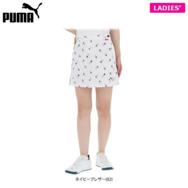 プーマ PUMA　レディース ロゴデザイン モノグラム 飛び柄 配色切替 ストレッチ スカート 930569　2022年モデル 詳細1