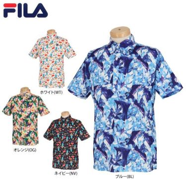 フィラ FILA　メンズ 総柄 半袖 ボタンダウン ポロシャツ 741-675　2021年モデル 詳細1