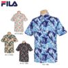 フィラ FILA　メンズ 総柄 半袖 ボタンダウン ポロシャツ 741-675　2021年モデル