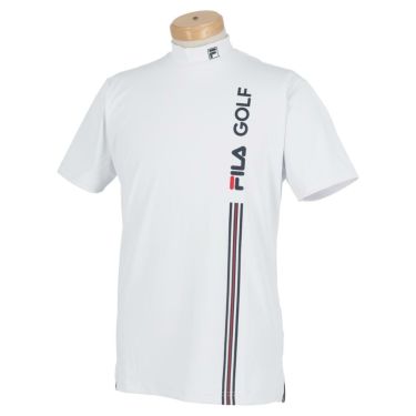 フィラ FILA　メンズ ロゴプリント ラインデザイン 半袖 モックネックシャツ 741-685　2021年モデル ホワイト（WT）