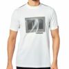 マンシングウェア Munsingwear　メンズ 幾何学ロゴプリント 半袖 モックネックシャツ MEMTJA11　2022年モデル ホワイト（WH00）