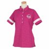 フィラ FILA　レディース ロゴ刺繍 総柄 エンボスプリント 鹿の子 半袖 ポロシャツ 752-600　2022年モデル ピンク（PK）