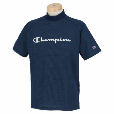 チャンピオンゴルフ ChampionGOLF　メンズ ロゴ刺繍 ワッフル生地 ストレッチ 半袖 ラグランスリーブ モックネックシャツ C3-VG311　2022年モデル ネイビー（370）