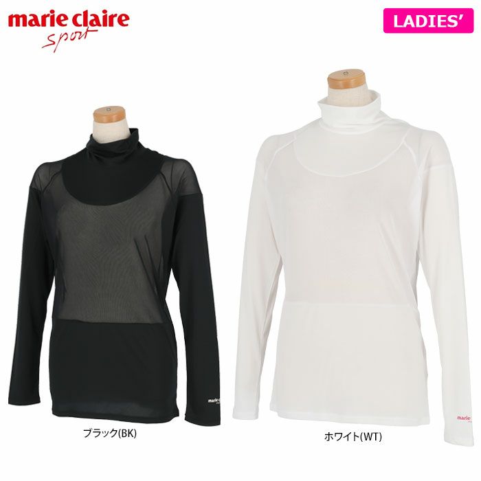 マリクレール marie claire レディース ロゴプリント メッシュ切替 長袖 ハイネック インナーシャツ 712-903 2022年モデル |  【公式】有賀園ゴルフオンラインAGO