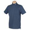 ニューバランスゴルフ　メンズ WORLD 生地切替 半袖 胸ポケット付き モックネックシャツ 012-2166001　2022年モデル ネイビー（121）