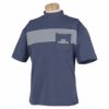 ニューバランスゴルフ　メンズ METRO ボーダー柄 半袖 胸ポケット付き モックネックシャツ 012-2166004　2022年モデル ネイビー（122）