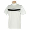 ブラック＆ホワイト Black＆White　ホワイトライン メンズ ロゴプリント ライン使い 配色切替 半袖 モックネックシャツ BGS9502WJ　2022年モデル ホワイト（10）
