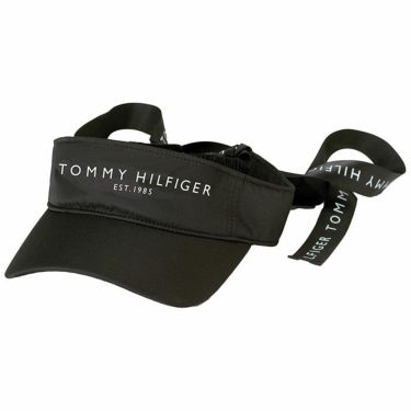 トミー ヒルフィガー ゴルフ　レディース ロゴプリント リボン付き サンバイザー THMB208F 10 ブラック　2022年モデル ブラック（10）