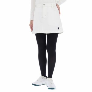 ルコック Le coq sportif　レディース ロゴ刺繍 ストレッチ 台形 スカート QGWSJE02　2021年モデル ホワイト（WH00）