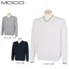 MOCO モコ　メンズ 立体ロゴ刺繍 ライン配色 リンクス柄 長袖 Vネック セーター 21-1212911　2021年モデル