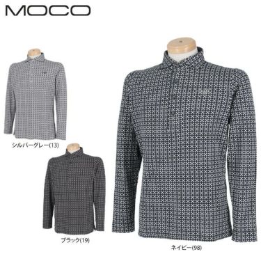 MOCO モコ　メンズ ロゴ刺繍 総柄 長袖 ホリゾンタルカラー ポロシャツ 21-2212712　2021年モデル 詳細1