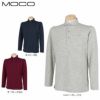 MOCO モコ　メンズ ロゴ刺繍 マイクロ千鳥柄 ダブルジャガード ウール混 長袖 ホリゾンタルカラー ポロシャツ 21-2212911　2021年モデル