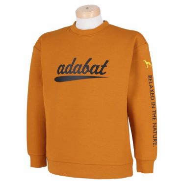 アダバット adabat　メンズ ロゴプリント ストレッチ 長袖 クルーネック プルオーバー 643-13081　2021年モデル オレンジ（034）
