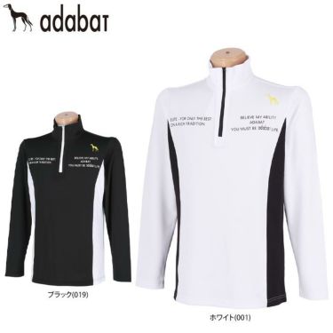 アダバット adabat　メンズ ロゴデザイン 配色切替 ストレッチ 長袖 ハーフジップシャツ 643-13082　2021年モデル 詳細1