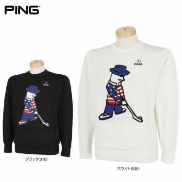 ピン PING　メンズ ロゴデザイン ミスターピン ジャガード 長袖 クルーネック セーター 621-1270001　2021年モデル 詳細1