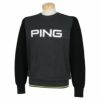ピン PING　メンズ ロゴデザイン 配色切替 長袖 クルーネック セーター 621-1270006　2021年モデル グレー（020）