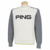 ピン PING　メンズ ロゴデザイン 配色切替 長袖 クルーネック セーター 621-1270006　2021年モデル ホワイト（030）